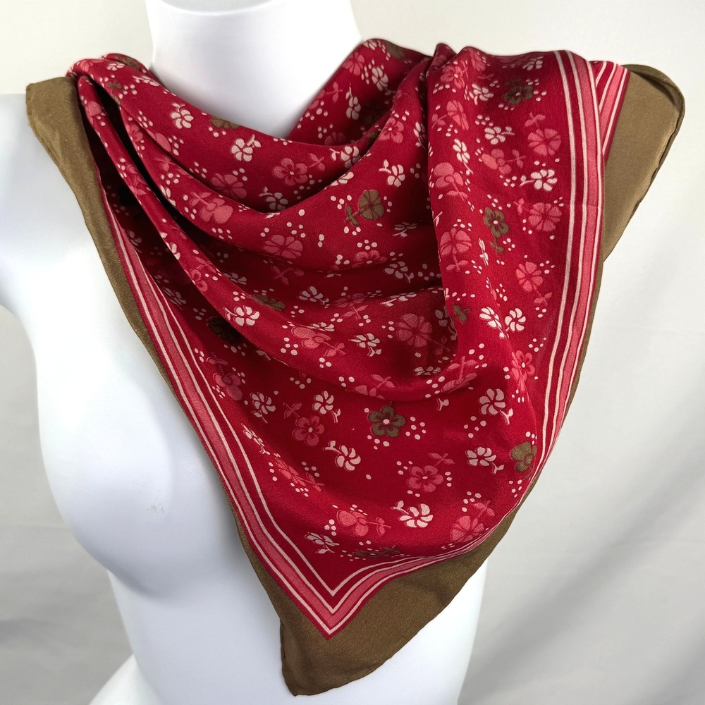 Vintage Jaeger Silk Scarf 24"x25" Floral Ditsy Made in Italy Cottagecore Boho